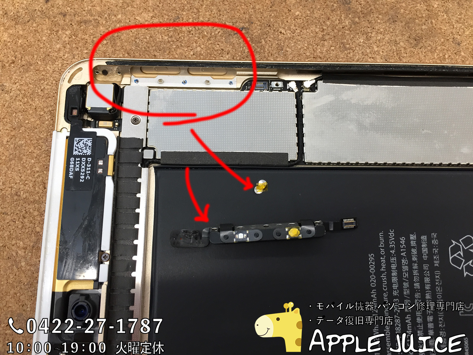 iPad mini4の音量ボタン,ボリュームボタンの修理なら、AppleJuice 